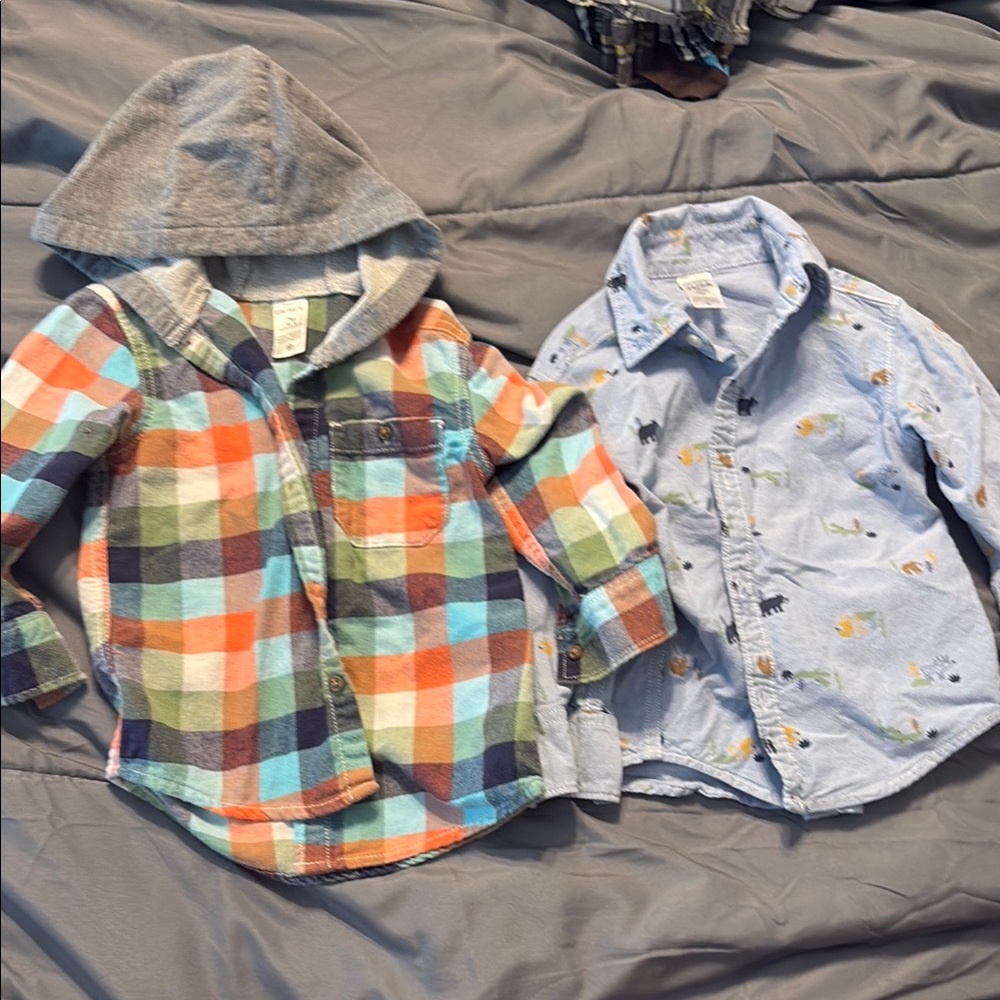 Kids Plaid and bear Print Shirts